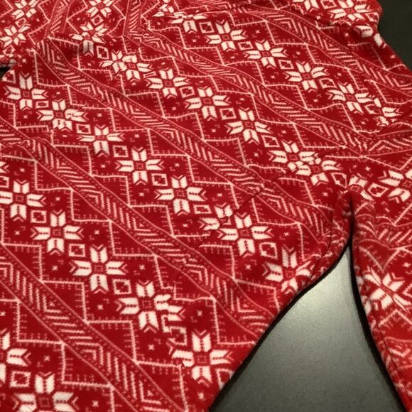 Lands’ End Fair Isle Snowflake Quarter Zip Fleece Pullover Lightweight Red White - Picture 10 of 14